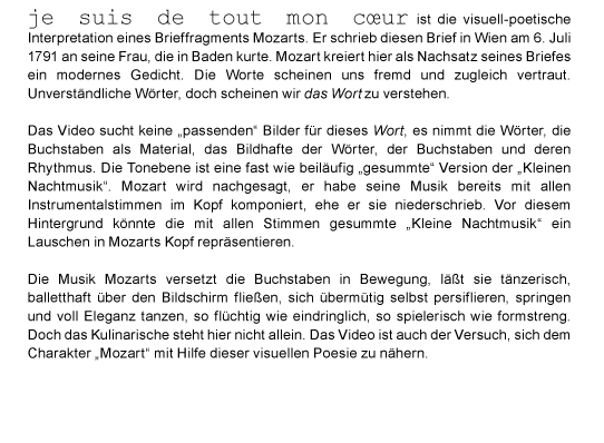 Videokunst - die visuell-poetische Interpretation eines Textes von Mozart